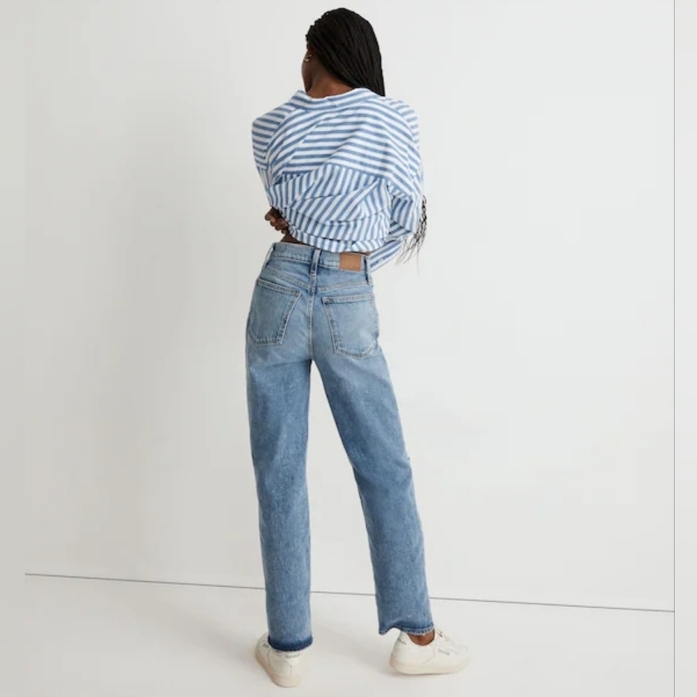 Madewell Perfect Vintage Straight Jean in Kingsbury Wash: Knee-Rip NG247 Size 26 - Picture 2 of 10